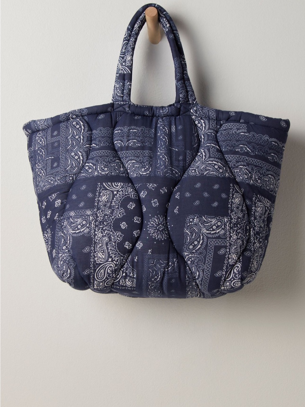 Free People Quilted Bandana-Print Tote Bag - Navy